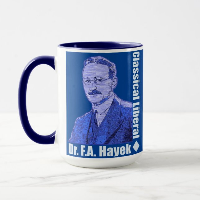 Dr. Friedrich August von Hayek Dark Blue Mug (Left)