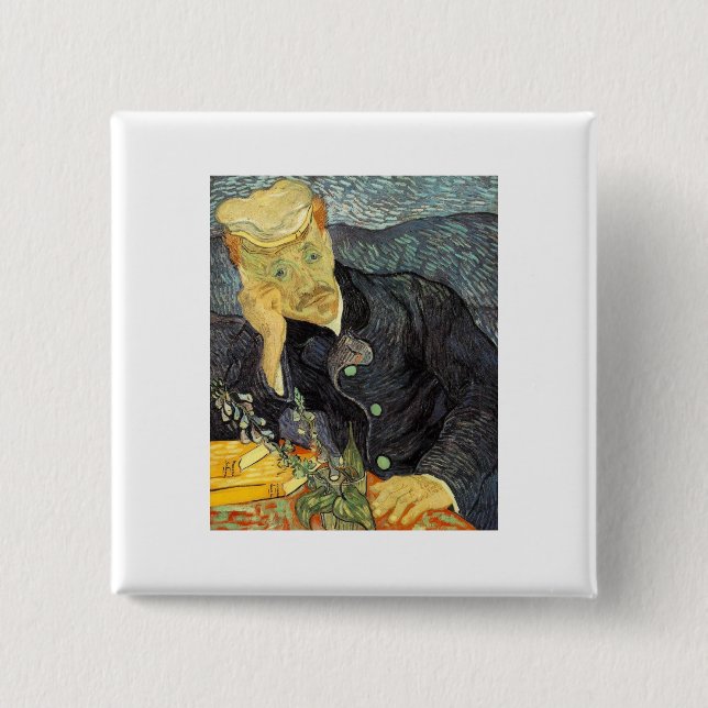Dr. Gachet - Van Gogh - c1890 2 Inch Square Button (Front)