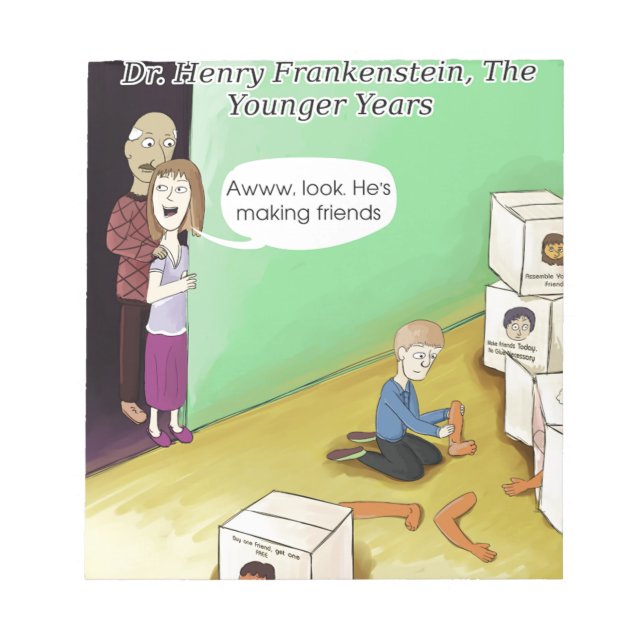 Dr. Henry Frankstien Youthful Years Notepad (Front)