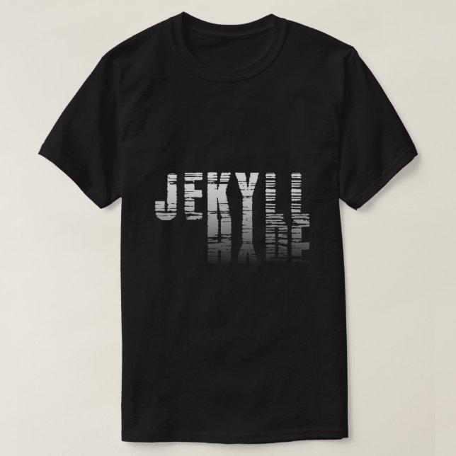 Dr Jekyll Mr Hyde Cool Graphic Text Design Hallowe T-Shirt (Design Front)