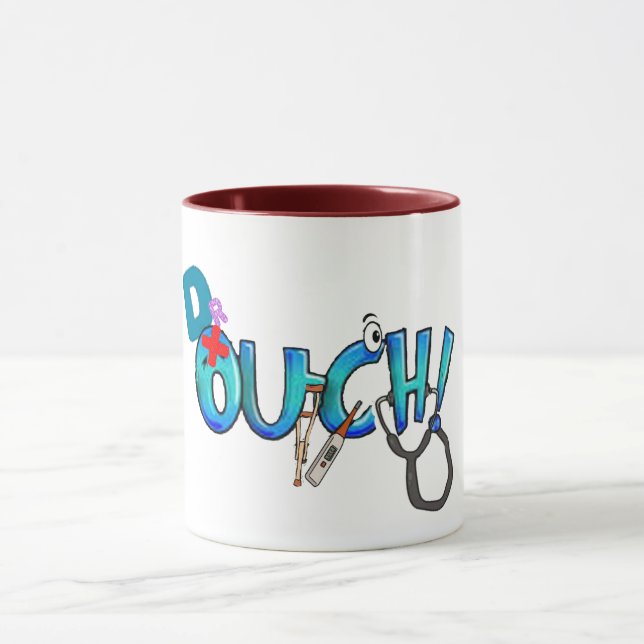 dr ouch doctor new medical graduate pun funny mug (Center)
