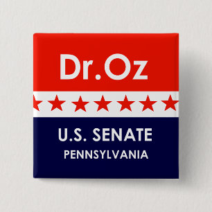 Dr. Oz US Senate Pennsylvania 2 Inch Square Button