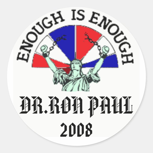 DR.RON PAUL, 2008 CLASSIC ROUND STICKER (Front)