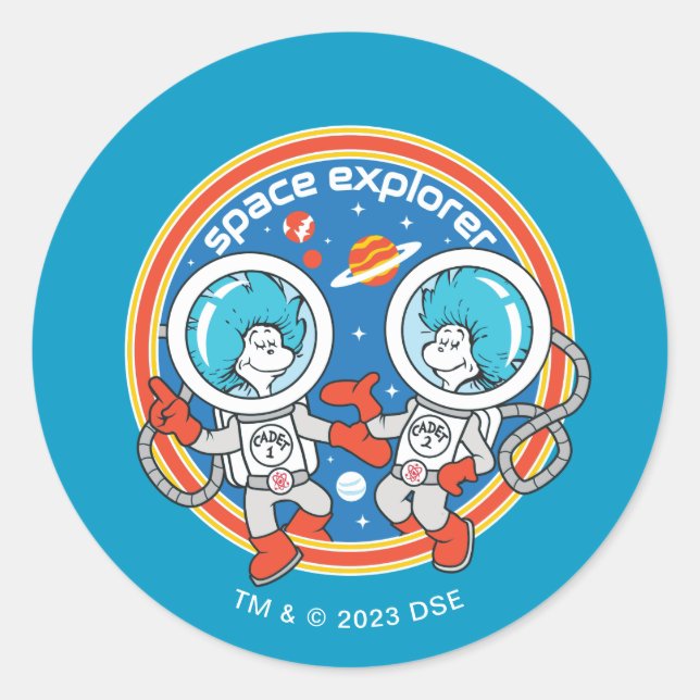 Dr. Seuss | Cadet One Cadet Two Space Explorer Classic Round Sticker (Front)