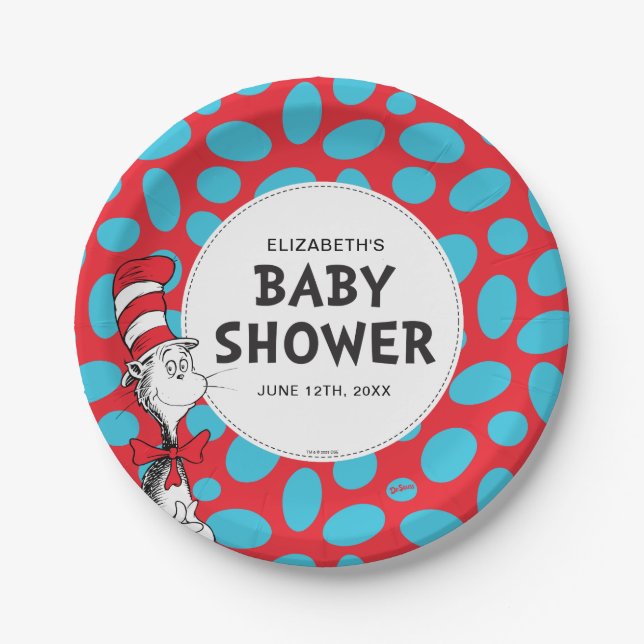 Dr. Seuss Cat in the Hat Baby Shower Paper Plate (Front)