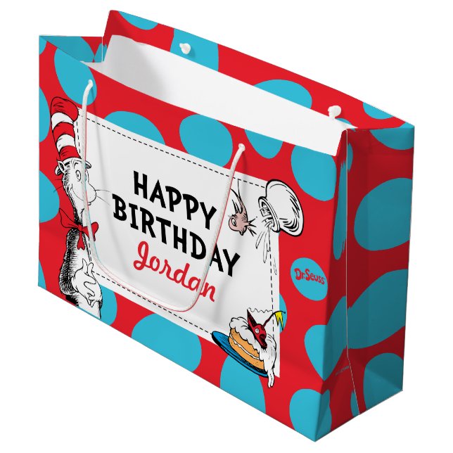 Dr. Seuss Cat in the Hat Birthday Large Gift Bag (Front Angled)