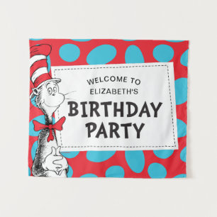 Dr. Seuss Cat in the Hat Birthday Party Tapestry
