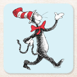 Dr. Seuss   Cat in the Hat Cat Walk Square Paper Coaster