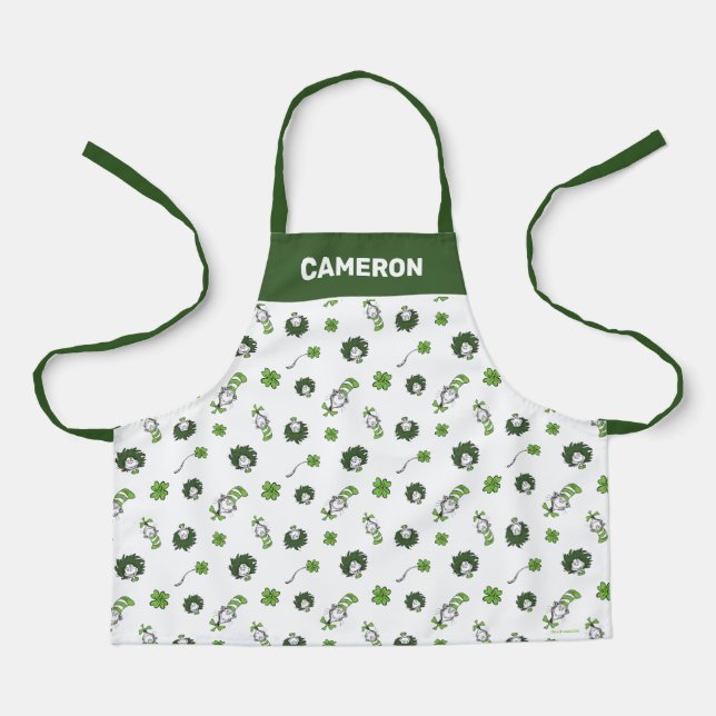 Dr. Seuss | Cat in the Hat Clover Pattern Apron (Front)