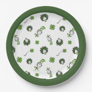 Dr. Seuss Cat in the Hat Clover Pattern Paper Plate