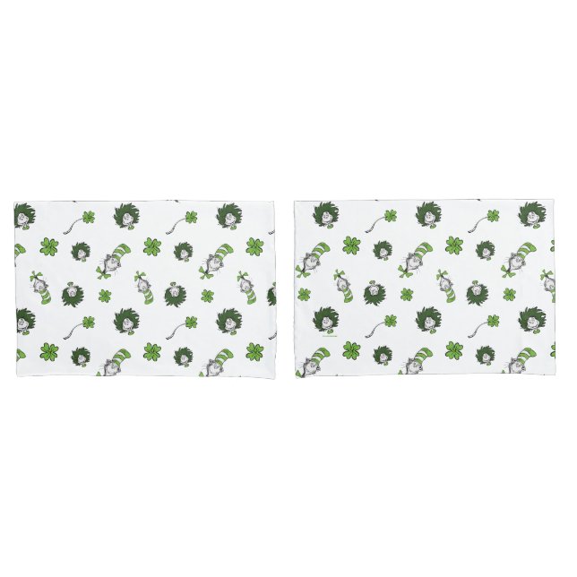 Dr. Seuss | Cat in the Hat Clover Pattern Pillowcase (Front-Set)