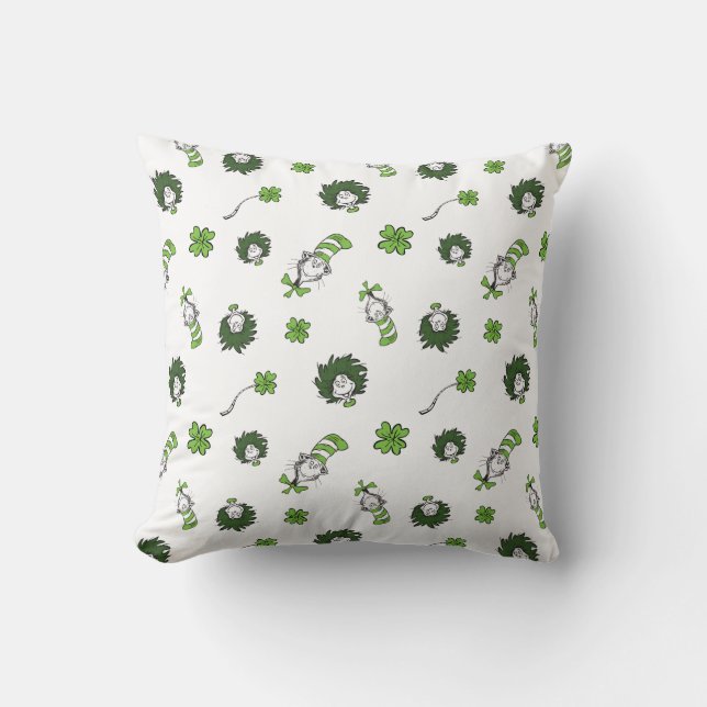 Dr. Seuss | Cat in the Hat Clover Pattern Throw Pillow (Front)