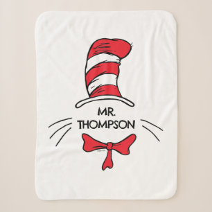 Dr. Seuss   Cat in the Hat Custom Teacher Name Sherpa Blanket