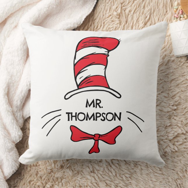 Dr. Seuss | Cat in the Hat Custom Teacher Name Throw Pillow (Blanket)