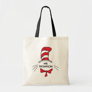 Dr. Seuss Cat in the Hat Custom Teacher Name Tote Bag