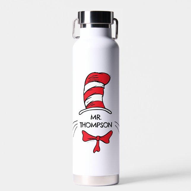Dr. Seuss | Cat in the Hat Custom Teacher Name Water Bottle (Front)