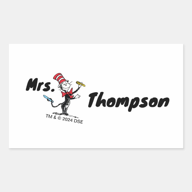 Dr. Seuss | Cat in the Hat Drawn Name Sticker (Front)