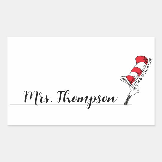 Dr. Seuss | Cat in the Hat Icon Custom Name Sticker (Front)