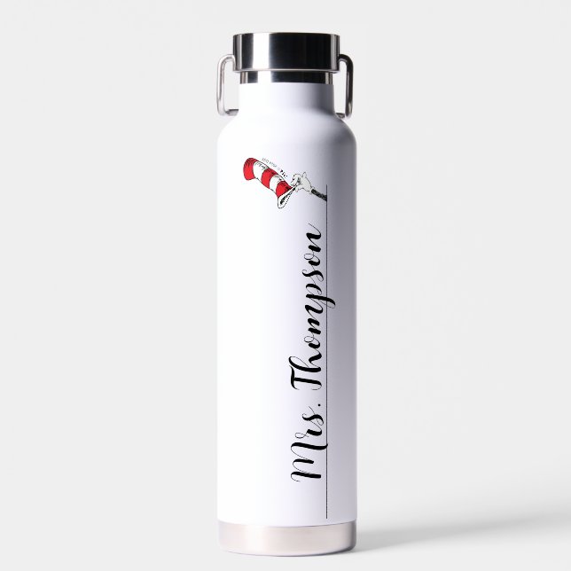Dr. Seuss | Cat in the Hat Icon Custom Name Water Bottle (Front)