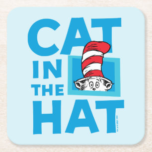 Dr. Seuss Cat in the Hat Logo Square Paper Coaster
