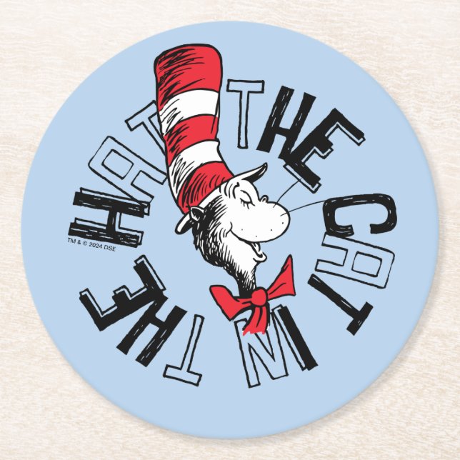Dr. Seuss | Cat in the Hat Round Art Paper Coaster (Front)