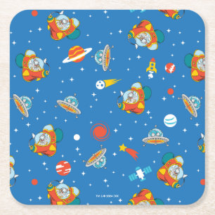 Dr. Seuss   Cat in the Hat Space Pattern Square Paper Coaster