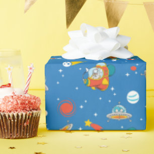 Dr. Seuss   Cat in the Hat Space Pattern Wrapping Paper
