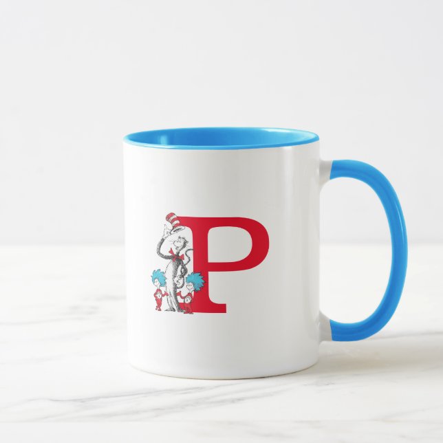 Dr. Seuss Cat in the Hat, Thing One Monogram P Mug (Right)