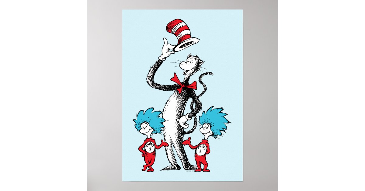 Dr. Seuss Cat in the Hat, Thing One & Thing Two Poster Zazzle