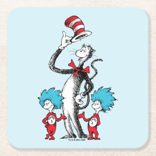 Dr. Seuss   Cat in the Hat, Thing One & Thing Two Square Paper Coaster