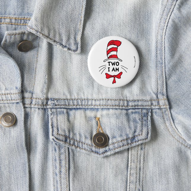 Dr. Seuss | Cat in the Hat - Two I Am Birthday 2 Inch Round Button (In Situ)