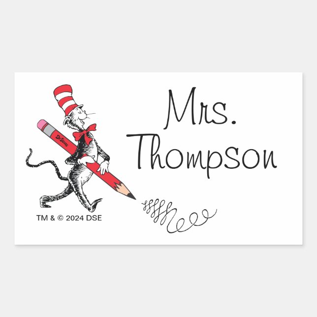 Dr. Seuss | Cat in the Hat Written Name Sticker (Front)
