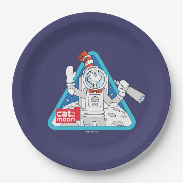 Dr. Seuss | Cat in the Moon Outer Space Graphic Paper Plate (Front)