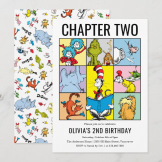 Dr. Seuss Chapter Two Birthday Character Collage Invitation