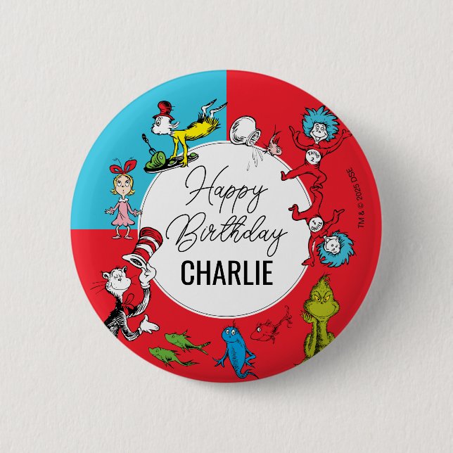 Dr. Seuss - Characters | Kids Birthday 2 Inch Round Button (Front)