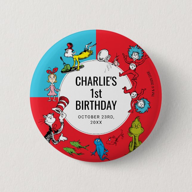 Dr. Seuss - Characters | Kids Birthday 2 Inch Round Button (Front)