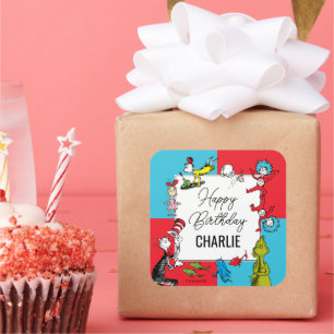 Dr. Seuss - Characters   Kids Birthday Square Sticker