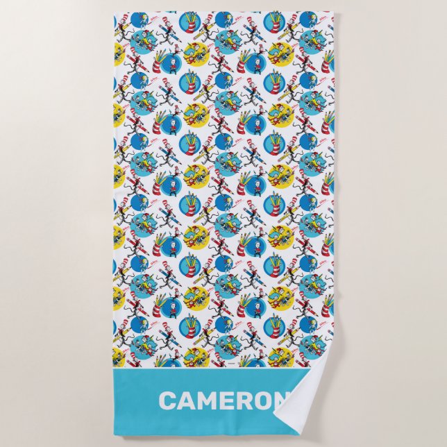 Dr. Seuss | Characters With Pencils Pattern Beach Towel (Front)