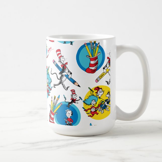 Dr. Seuss | Characters With Pencils Pattern Coffee Mug (Right)