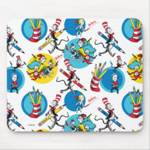 Dr. Seuss   Characters With Pencils Pattern Mouse Pad