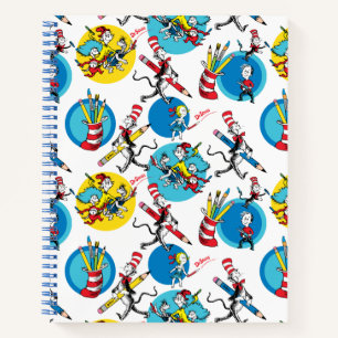 Dr. Seuss   Characters With Pencils Pattern Notebook