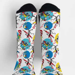 Dr. Seuss   Characters With Pencils Pattern Socks