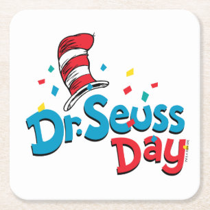 Dr. Seuss Day   Confetti Square Paper Coaster
