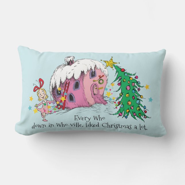 Dr. Seuss | Every Who in Who-ville, liked Christma Lumbar Pillow (Front)