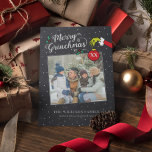 Dr. Seuss | Foil Merry Grinchmas Family Christmas Foil Holiday Card<br><div class="desc">Celebrate the Holidays with Grinch this year! This rustic chalkboard design features the text "Merry Grinchmas" and the iconic Grinch hand. Personalize by adding your favorite family photo and names.</div>