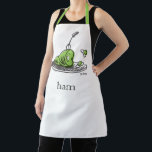 Dr. Seuss | Green Eggs and Ham Apron<br><div class="desc">This officially licensed Dr. Seuss design features a fun, classic illustration of the iconic green eggs and ham on a platter. The artwork highlights the famous green ham with a fork resting inside, alongside the bouncing green eggs, and is finished with the simple word "ham" and the authentic Dr. Seuss...</div>