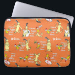 Dr. Seuss Green Eggs and Ham Character Pattern Laptop Sleeve<br><div class="desc">This fun and colourful design features a pattern of characters from the classic Dr. Seuss book, Green Eggs and Ham. Set against a bright orange background, the artwork includes familiar illustrations of Sam-I-Am holding his famous dish and his "I am Sam" sign, alongside the perpetually grumpy Guy-Am-I in various poses....</div>