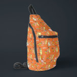 Dr. Seuss Green Eggs and Ham Character Pattern Sling Bag<br><div class="desc">This fun and colourful design features a pattern of characters from the classic Dr. Seuss book, Green Eggs and Ham. Set against a bright orange background, the artwork includes familiar illustrations of Sam-I-Am holding his famous dish and his "I am Sam" sign, alongside the perpetually grumpy Guy-Am-I in various poses....</div>