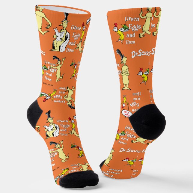 Dr. Seuss Green Eggs and Ham Character Pattern Socks (Angled)