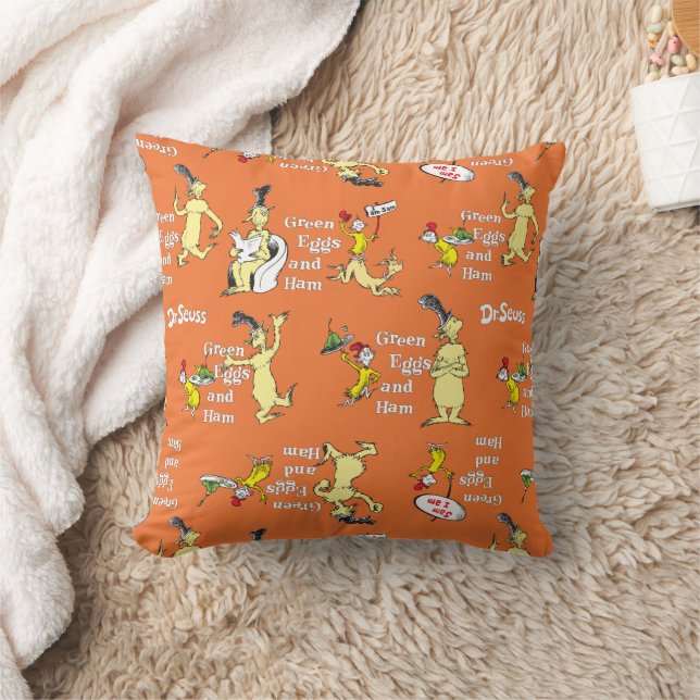 Dr. Seuss Green Eggs and Ham Character Pattern Throw Pillow (Blanket)